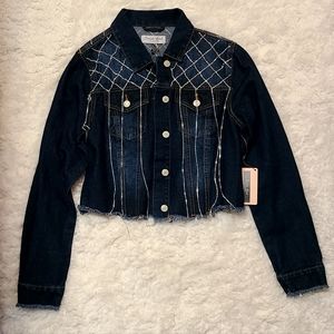 Denim jacket with rhinestones